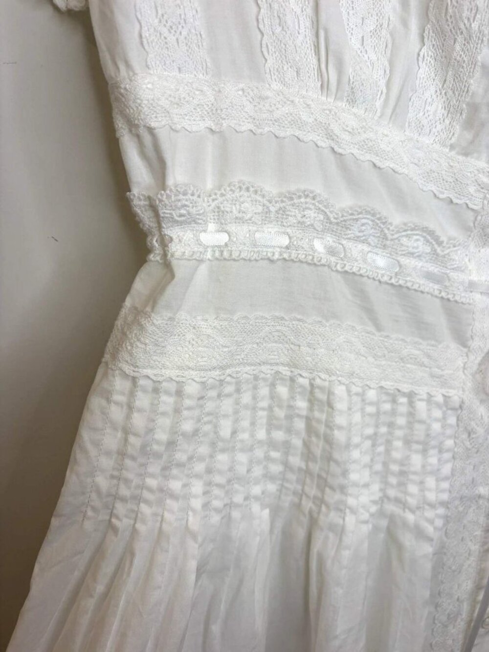 NWT Caroline Constas White Lace Cotton Midi Dress M Cottagecore Boho Milkmaid - Picture 9 of 16
